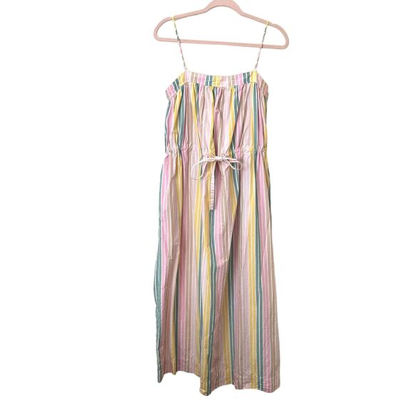 GANNI Stripe Tie Waist Midi Dress Sz 38 (US 6) - Picture 2 of 6